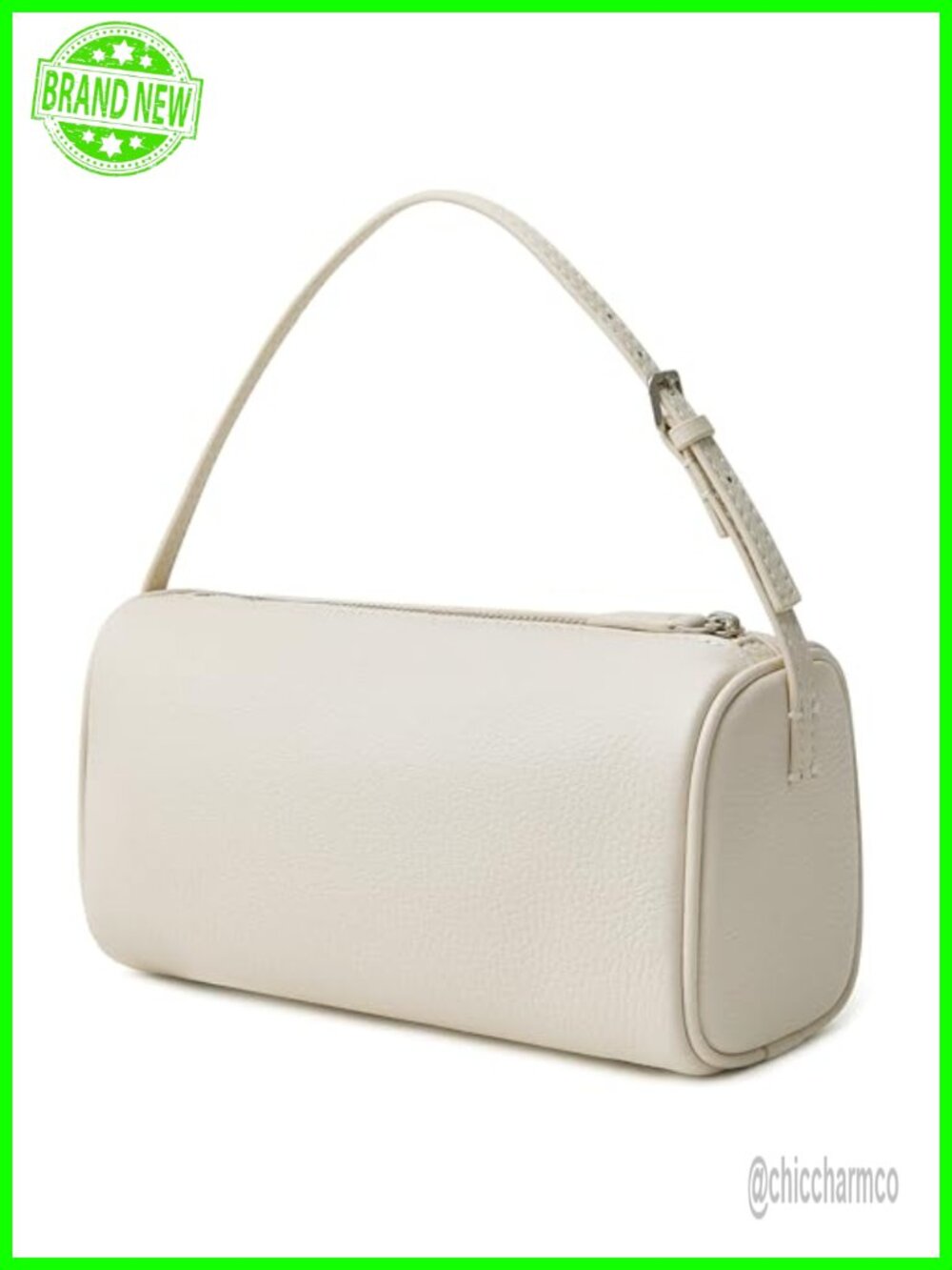 Genuine Pebble Leather Mini Barrel Bag Top Handle Crossbody Purse